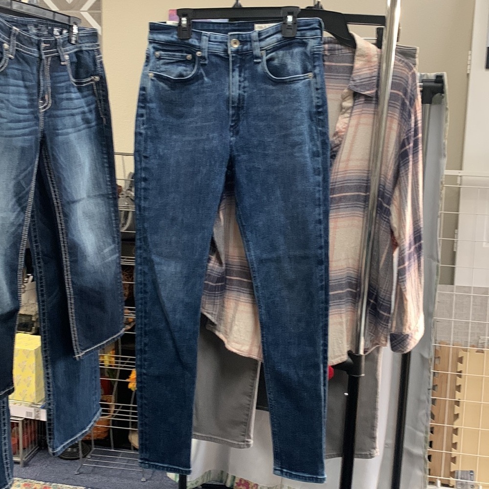 Rag & Bone Skinny Jeans Distressed Denim Color Acid Wash Look  Size 27